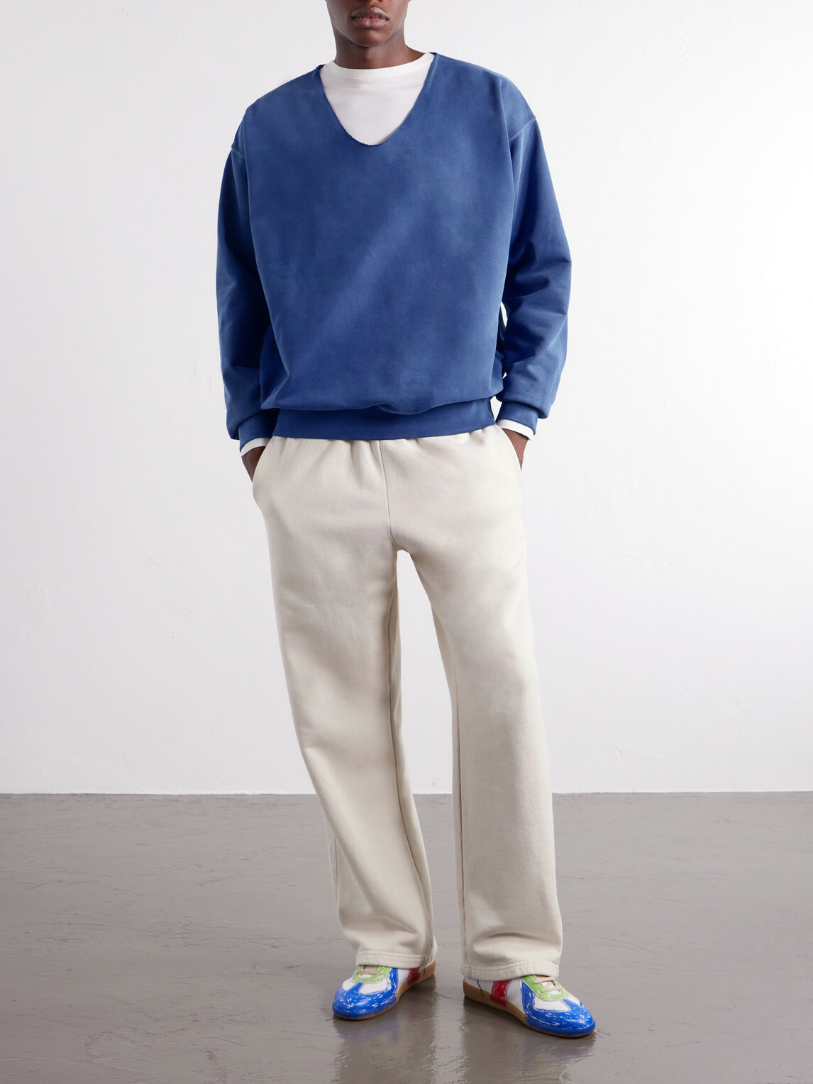 Maison Margiela - Washed Cotton-Jersey Sweatshirt - Blue
