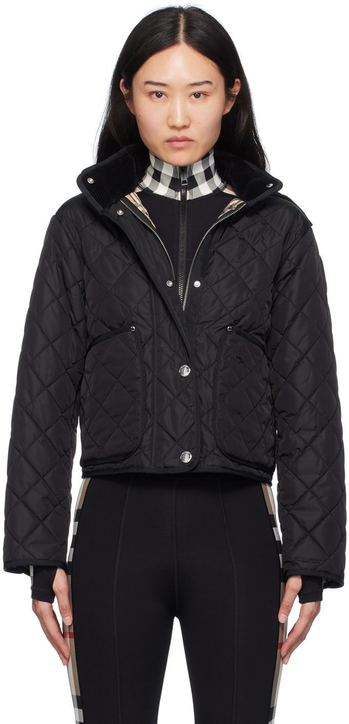 BURBERRY|DOWN JACKETS (cropped nylon quilting jacket (8 Burberry Black Cropped Quilted Nylon Jacket Burberry