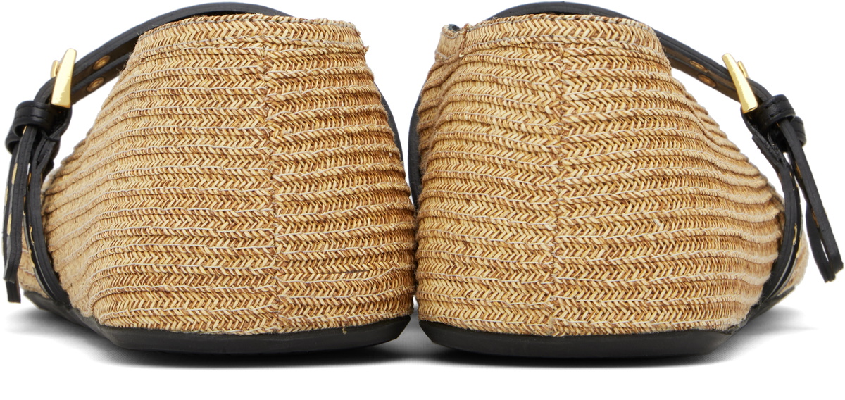 ALAÏA Beige Paper Straw Ballerina Flats ALAÏA