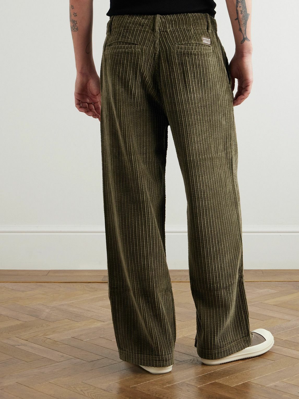 ERL - Straight-Leg Cotton-Corduroy Trousers - Green