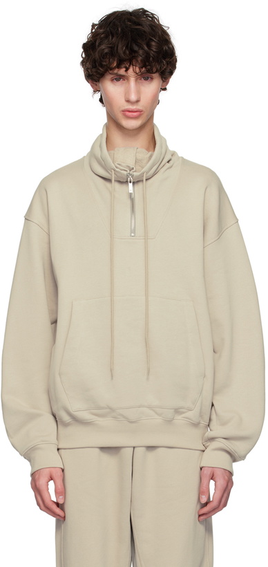 Photo: Helmut Lang Taupe Funnel Neck Sweatshirt