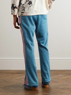 KAPITAL - Flared Striped Tech-Jersey Track Pants - Blue