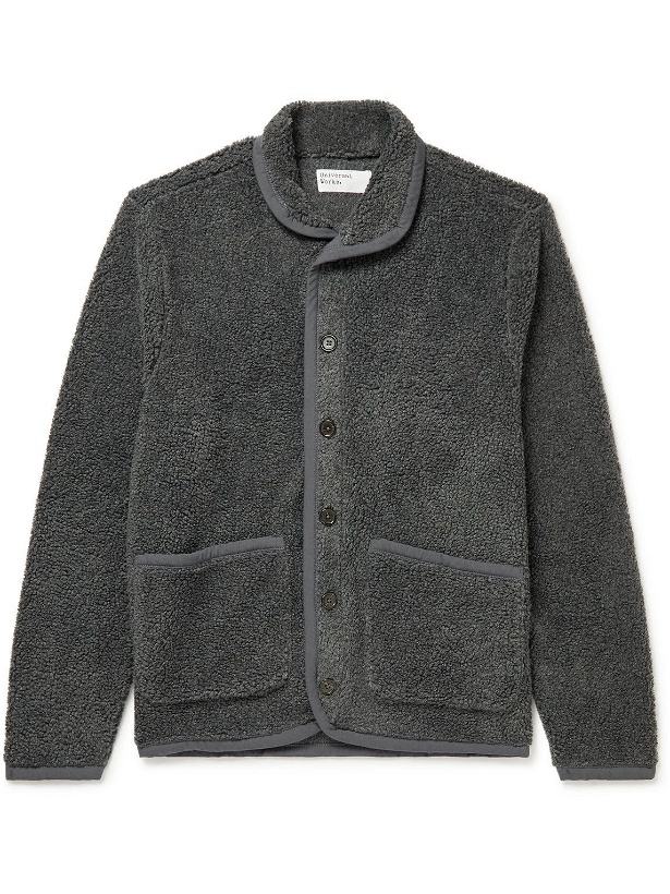 Photo: Universal Works - Lancaster Shawl-Collar Fleece Jacket - Gray