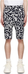 Moschino Navy & White Printed Shorts