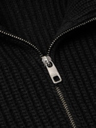 Dolce&Gabbana - Logo-Appliquéd Ribbed Wool Half-Zip Sweater - Black
