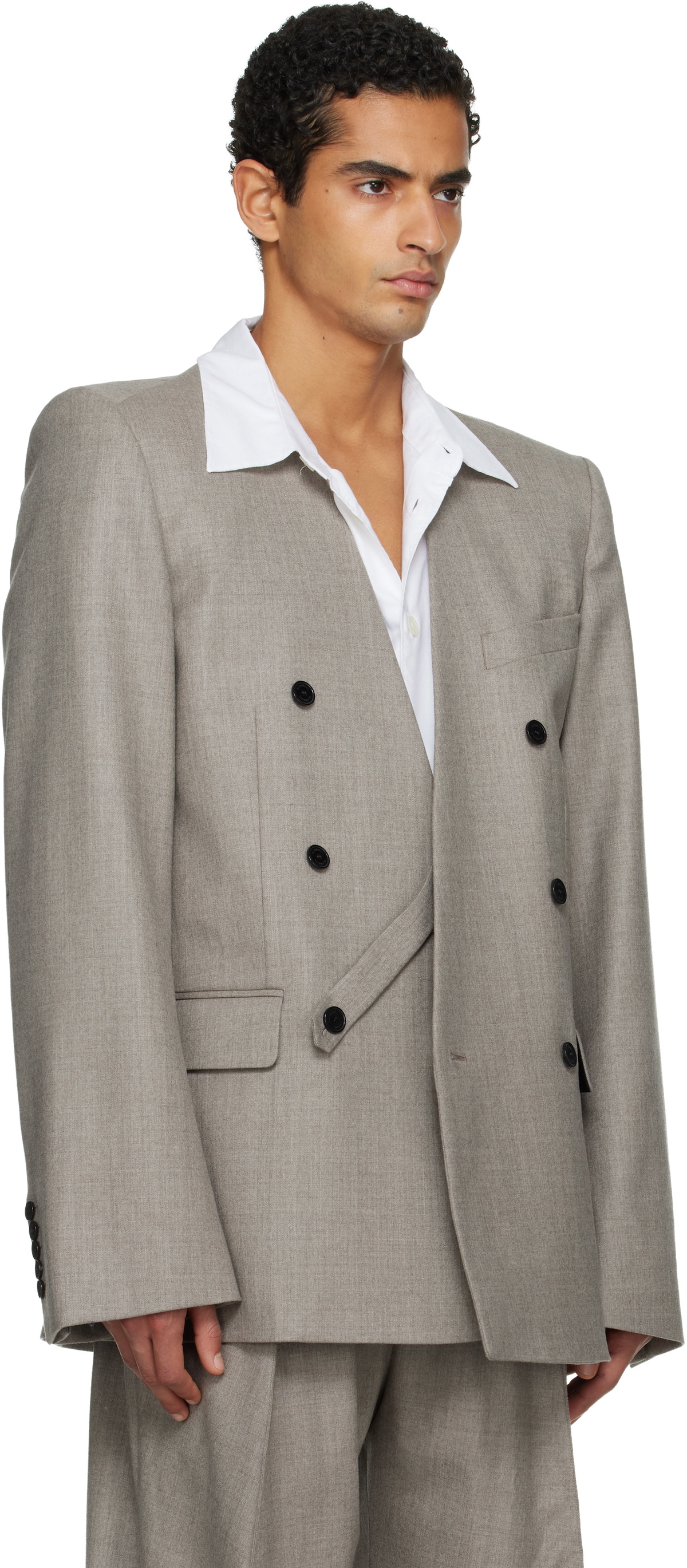 ALAINPAUL Taupe Minimalist Tailored Blazer