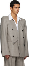 ALAINPAUL Taupe Minimalist Tailored Blazer