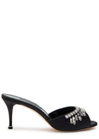 Manolo Blahnik Tulimu 70 Crystal-embellished Satin Mules Black