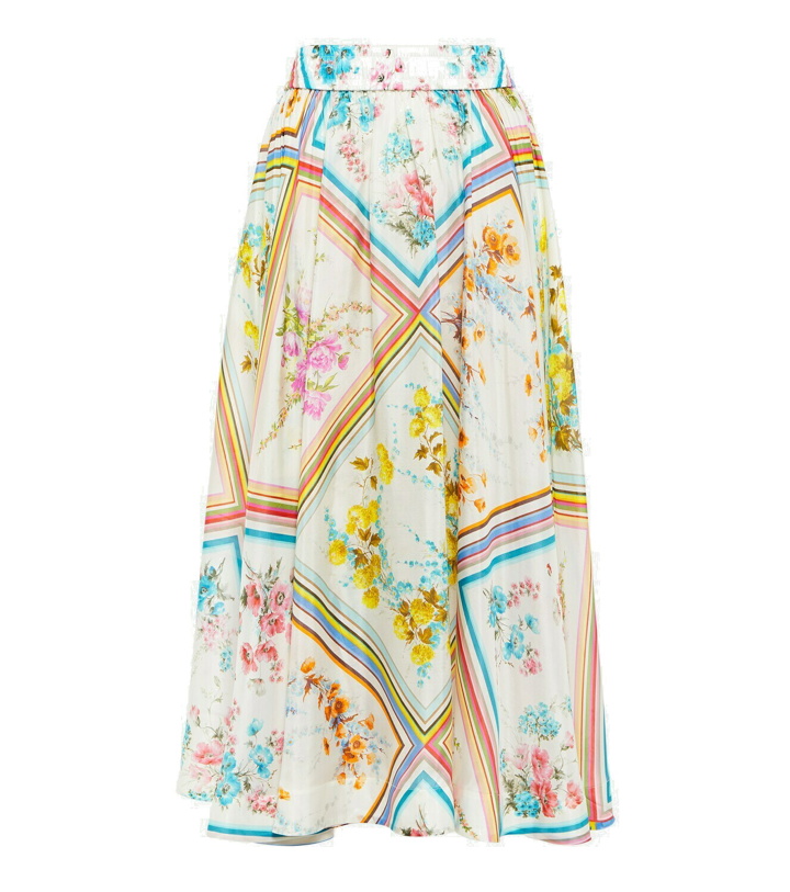 Photo: Zimmermann Halcyon floral silk midi skirt