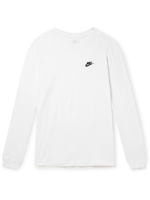 Photo: Nike - Club Logo-Embroidered Cotton-Jersey T-Shirt - White