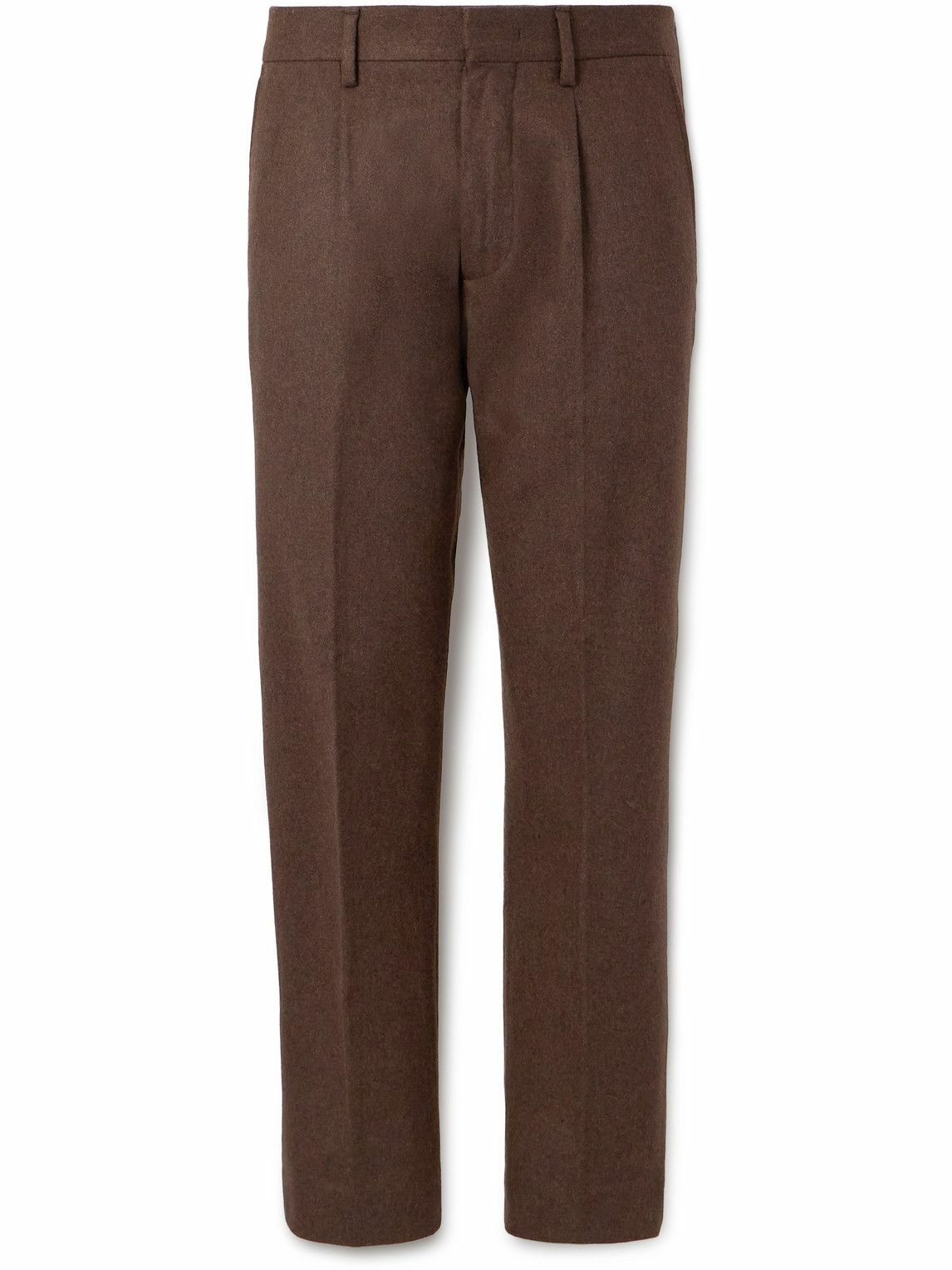 Photo: NN07 - Bill 1630 Tapered Cropped Pleated Wool-Blend Twill Trousers - Brown