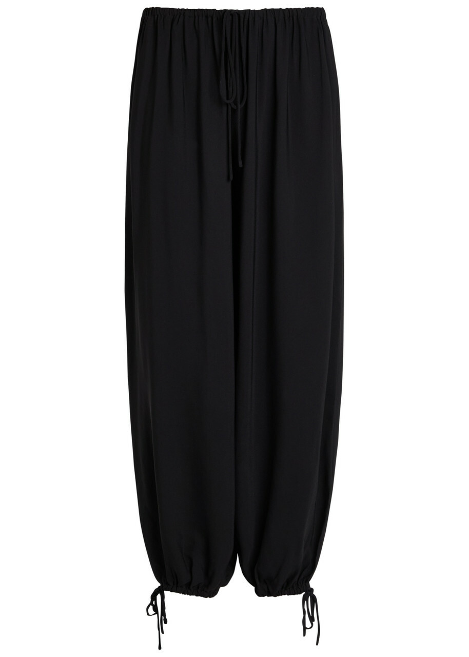 Tove Estelia Draped Barrel-leg Crepe Trousers Black