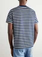 A.P.C. - Emilien Logo-Embroidered Striped Cotton-Jersey T-Shirt - Blue