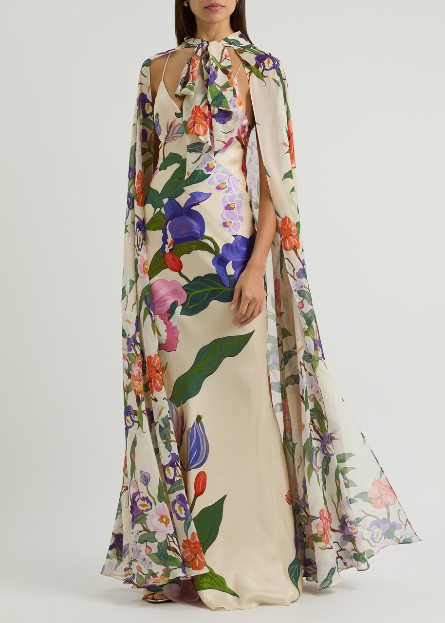Borgo DE Nor Ara Floral-print Silk-chiffon Cape - Multicoloured - One Size