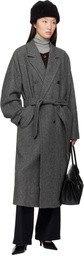 LE17SEPTEMBRE Gray Double-Breasted Belted Coat