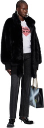 VAQUERA Black Faux-Fur Bomber Coat