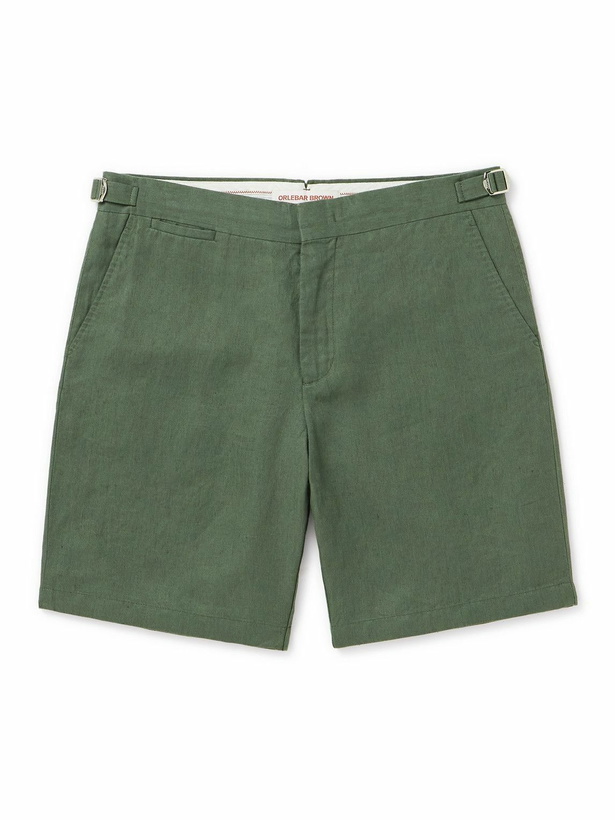 Photo: Orlebar Brown - Norwich Straight-Leg Linen Shorts - Green