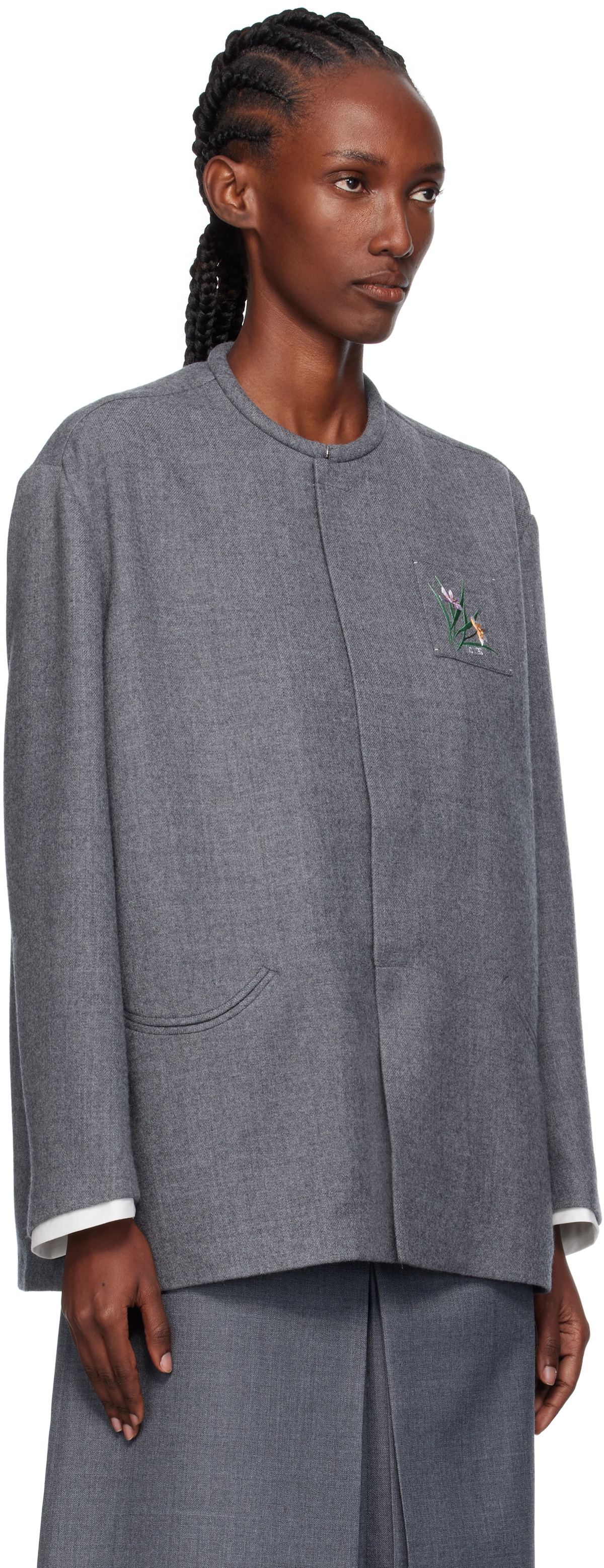 AO Yes Gray Melton Round Collar Jacket