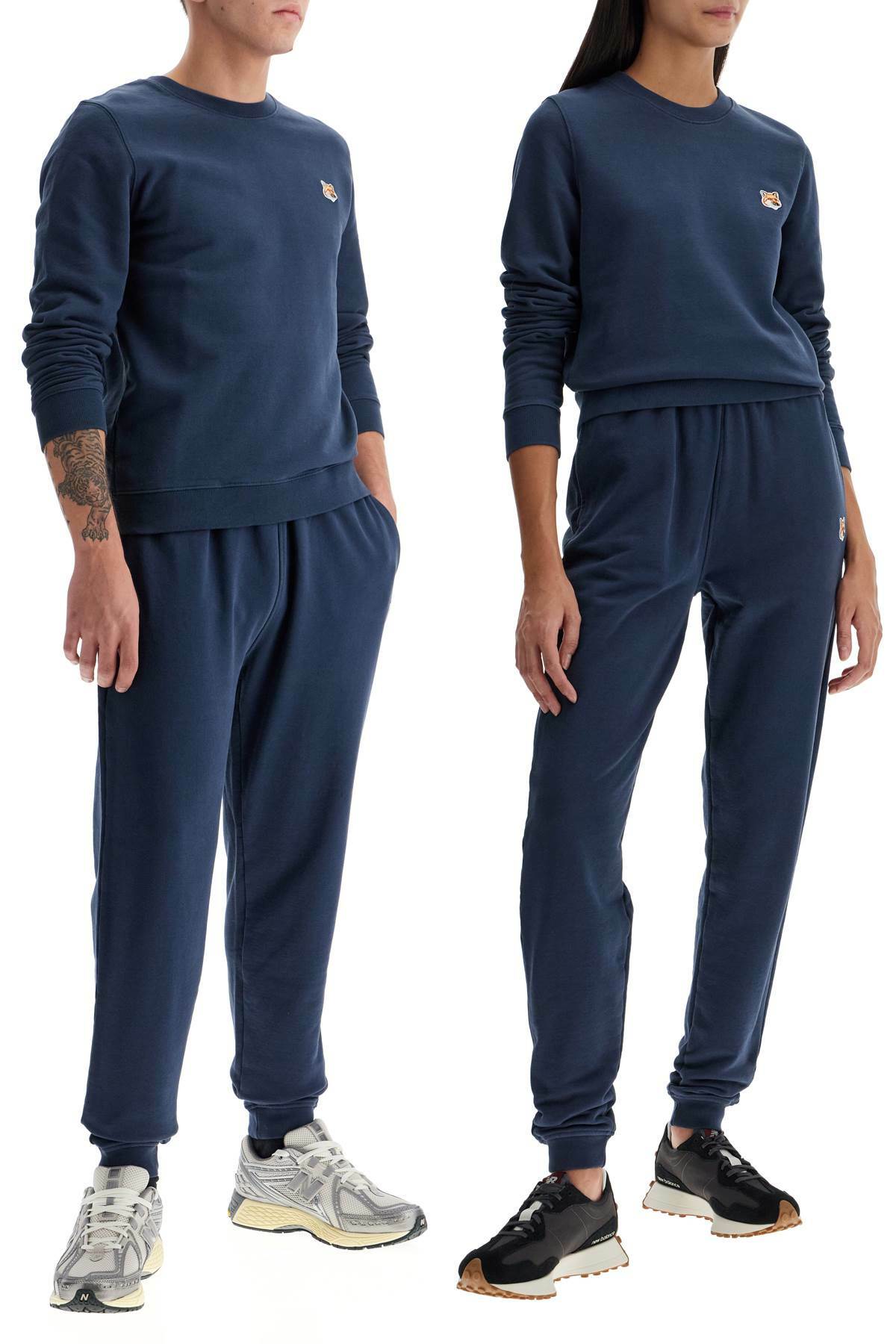 MAISON KITSUNE fox head jogging pants Blue