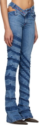 Masha Popova Blue Stripe Bias Cut Bell Bottom Jeans