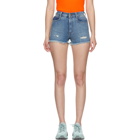 Stella McCartney Blue Denim Frayed Shorts