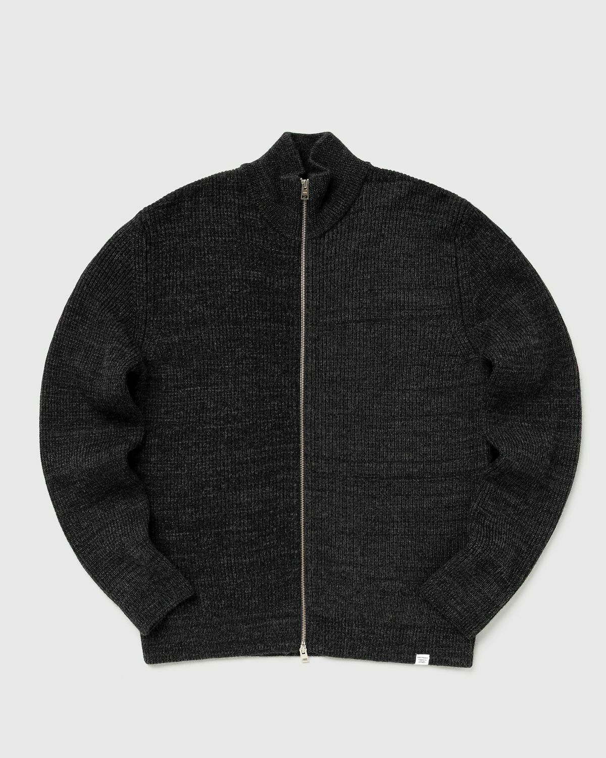 Norse Projects Hagen Wool Cotton Rib Full Zip Jacket Grey Mens Zippers & Cardigan