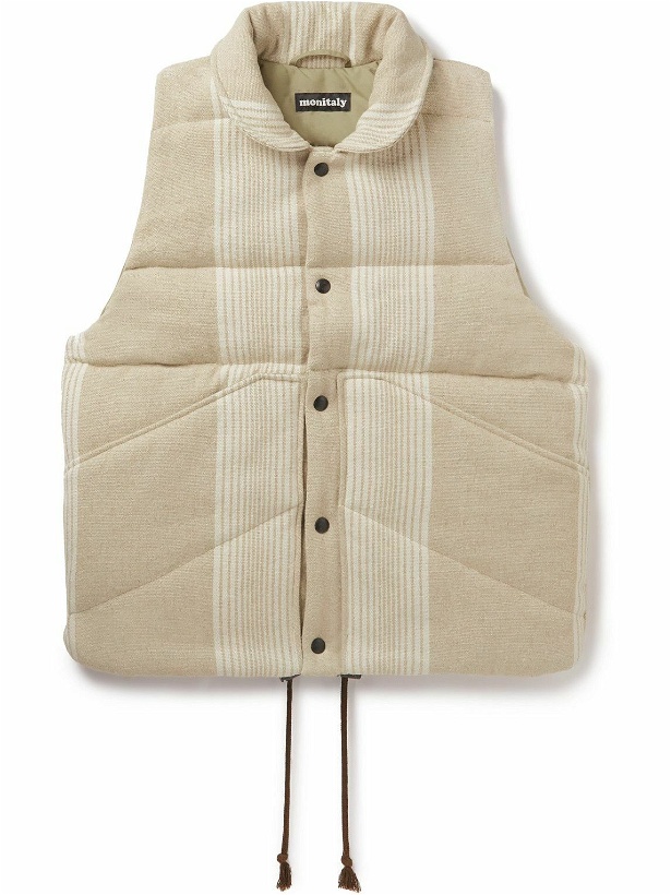 Photo: Monitaly - Quilted Striped Wool-Blend Flannel Gilet - Neutrals