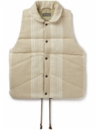Monitaly - Quilted Striped Wool-Blend Flannel Gilet - Neutrals
