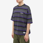 Neighborhood Men's Border Stripe Crew Neck T-Shirt in Black