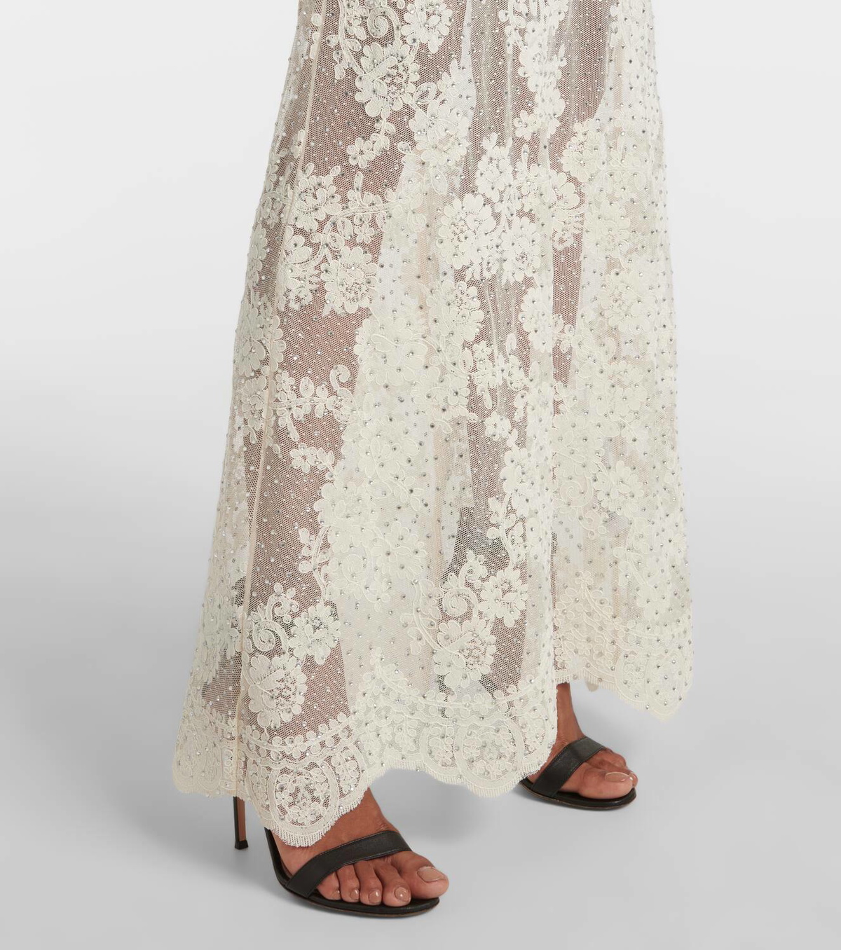 Self-Portrait Embellished lace maxi dress