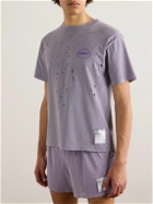 Satisfy - Distressed Logo-Print MothTech™ Organic Cotton-Jersey T-Shirt - Purple