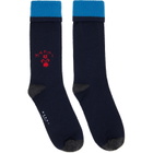 Marni Navy Wool Flower Logo Socks