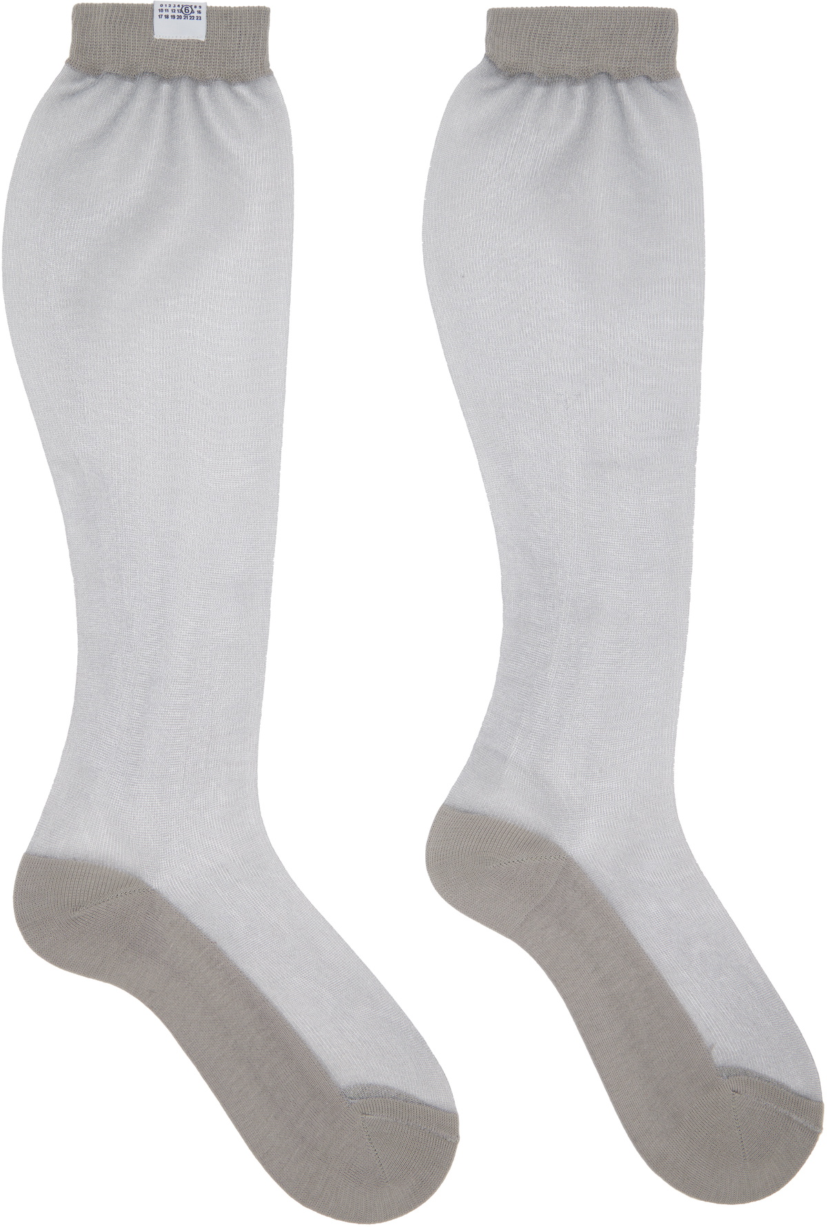 MM6 Maison Margiela Gray Sheer Knee-High Socks