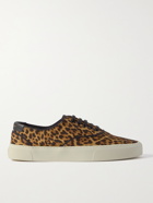 SAINT LAURENT - Venice Leather-Trimmed Leopard-Print Canvas Sneakers - Brown - EU 41