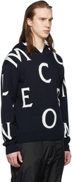 Moncler Navy Jacquard Knit Logo Hoodie