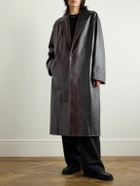 LOEWE - Oversized Dégradé Ostrich-Effect Leather Coat - Brown