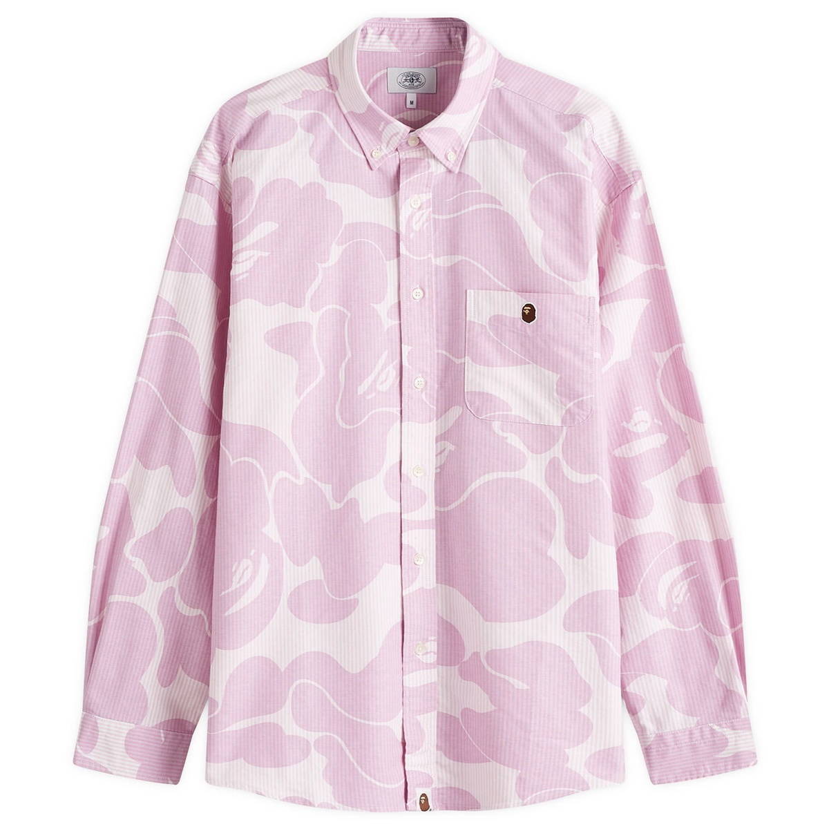 A Bathing Ape Men's Solid Camo Button Down Shirt in Pink