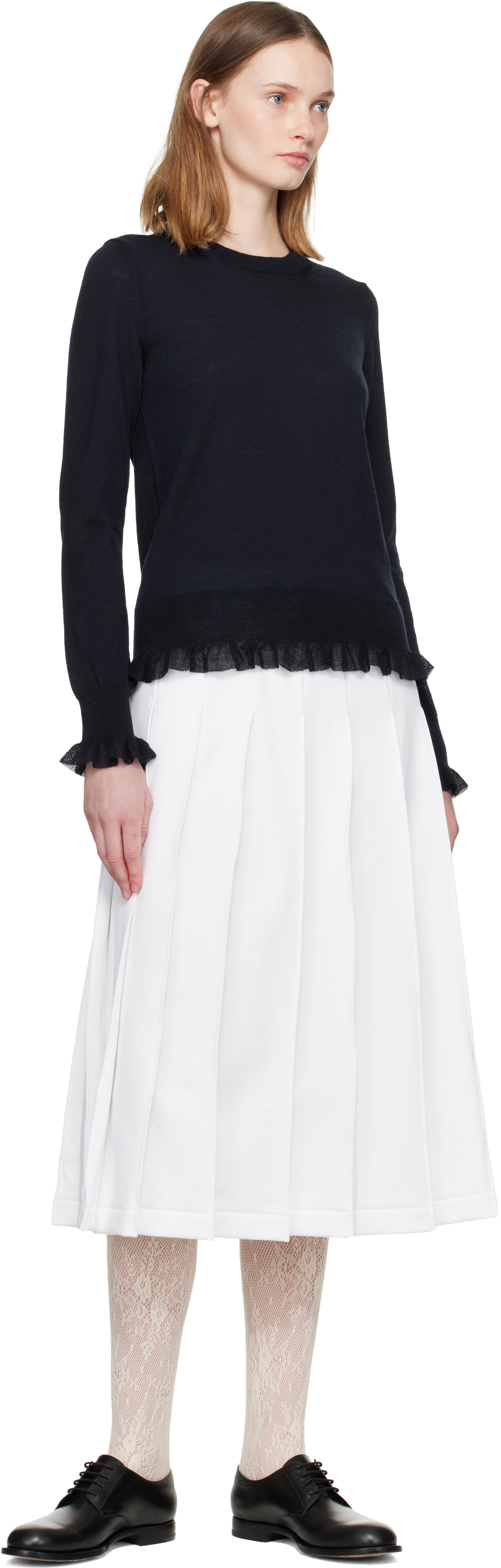 Comme des Garçons Comme des Garçons Navy Ruffled Sweater