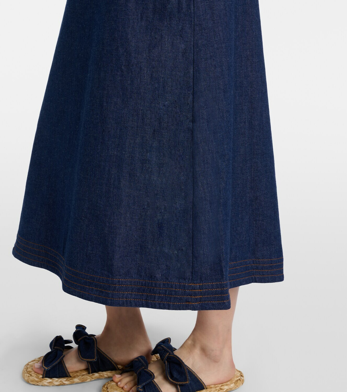Zimmermann Aster ruffled denim midi dress