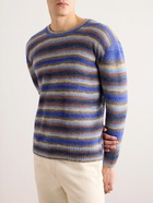 A.P.C. - Bryce Striped Brushed-Knit Sweater - Blue