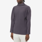 Homme Plissé Issey Miyake Men's Pleated Roll Neck in Taupe Violet