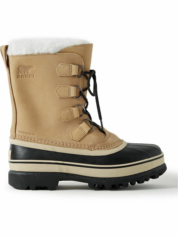 Photo: Sorel - Caribou™ Faux Shearling-Trimmed Nubuck and Rubber Snow Boots - Brown