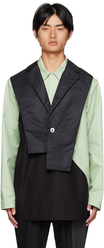 Photo: Feng Chen Wang Black Blazer Collar Waistcoat