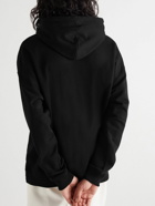 Loewe - Anagram Leather-Trimmed Cotton-Jersey Hoodie - Black