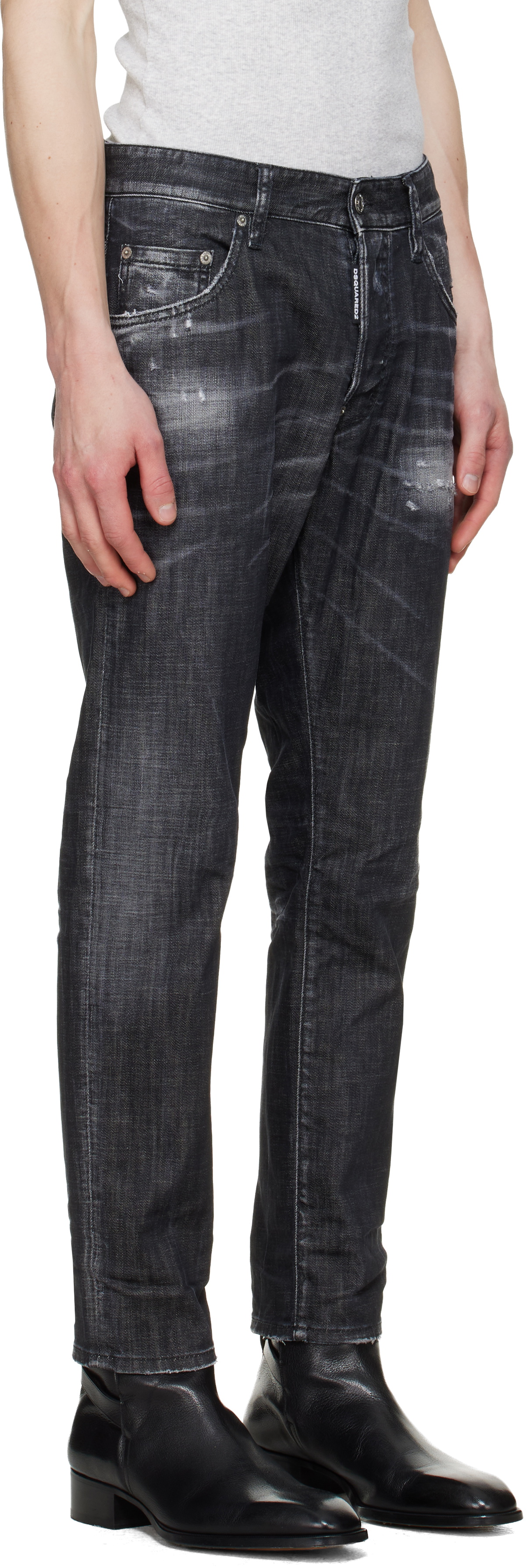 Dsquared2 Black Distressed Stretch Jeans