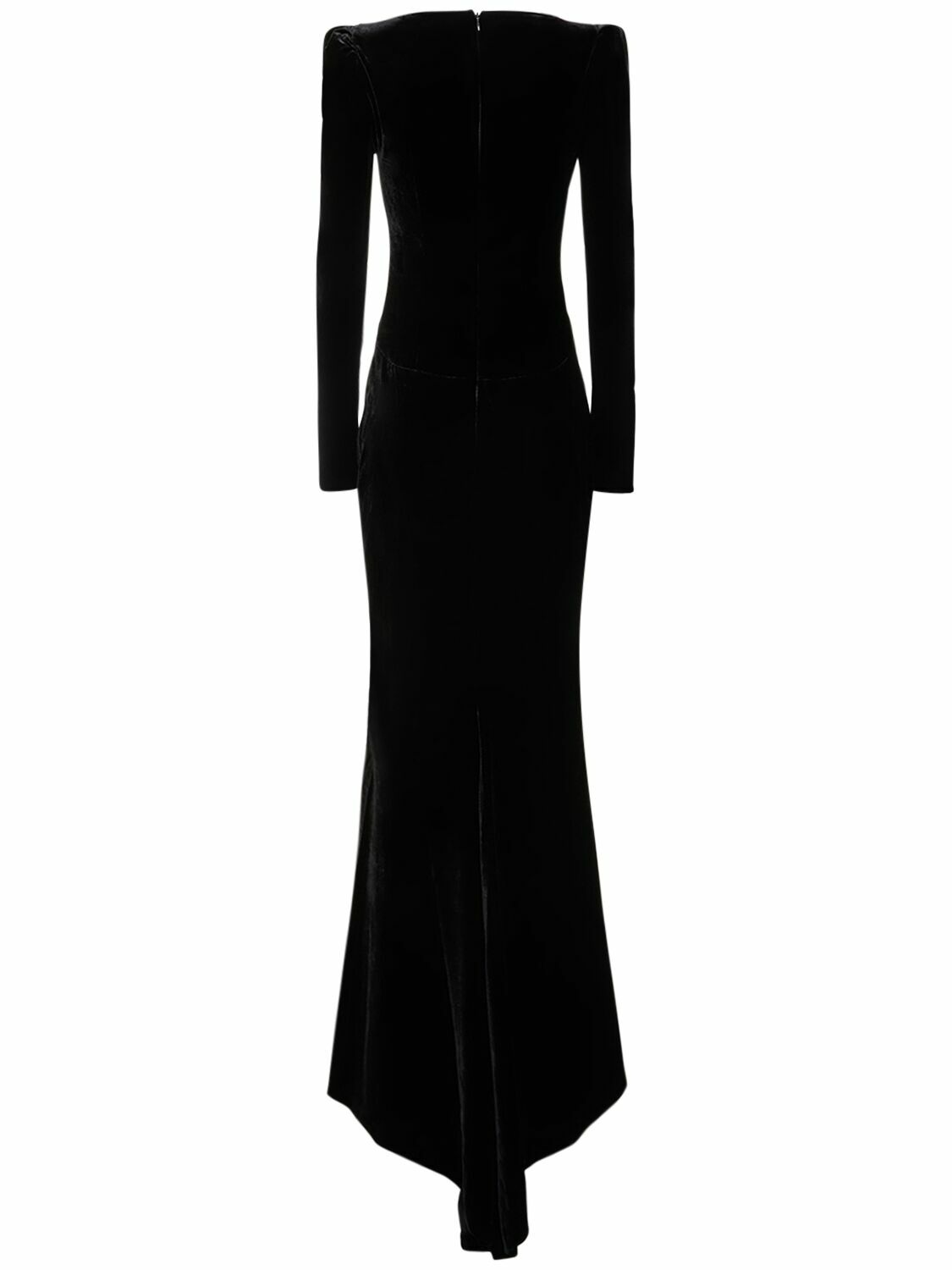 ALESSANDRA RICH - Square Neck Velvet Long Evening Dress Alessandra Rich