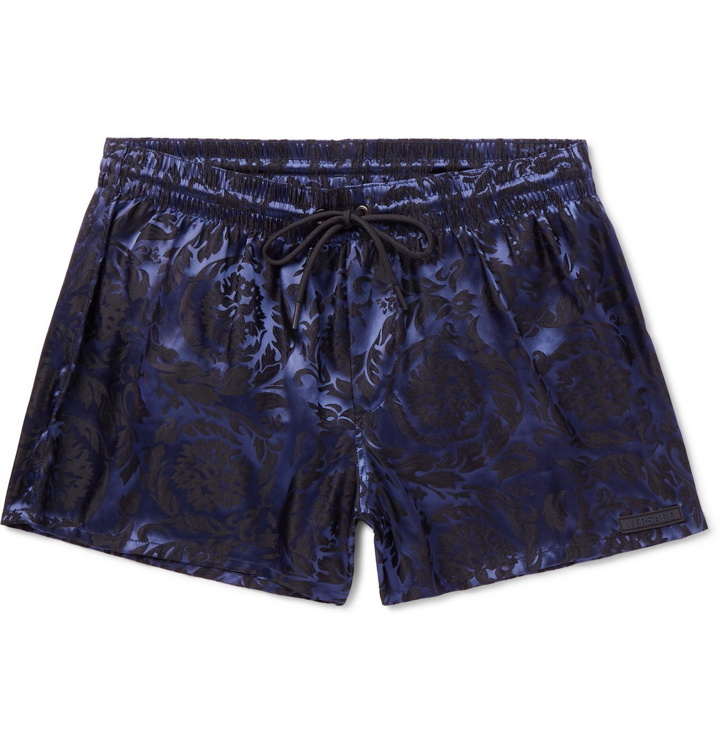 Photo: Versace - Short-Length Jacquard Swim Shorts - Blue