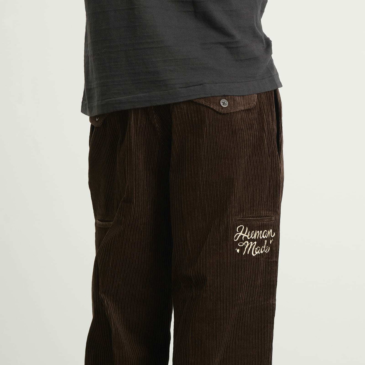 Human Made Men's Corduroy Pleated Trousers in Brown