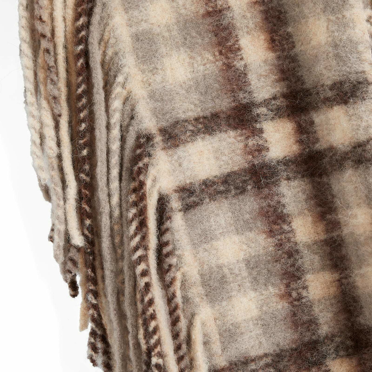 Holzweiler Women's Tassel Scarf in Brown Check 