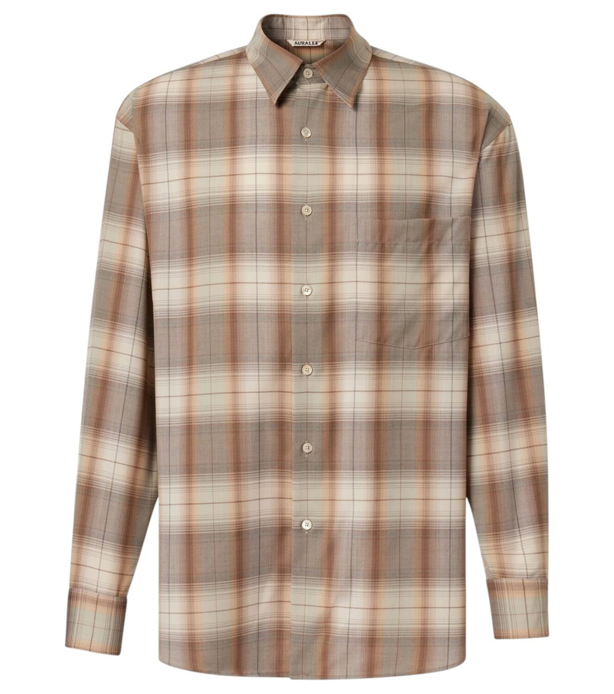 トップス 24AW SUPER LIGHT WOOL CHECK SHIRT BEIGE AURALEE Beige Super Light Wool Check Shirt Auralee